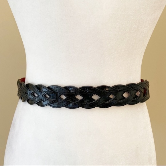 Brighton Reversible Red & Black Braided Leather Belt - M main image 6